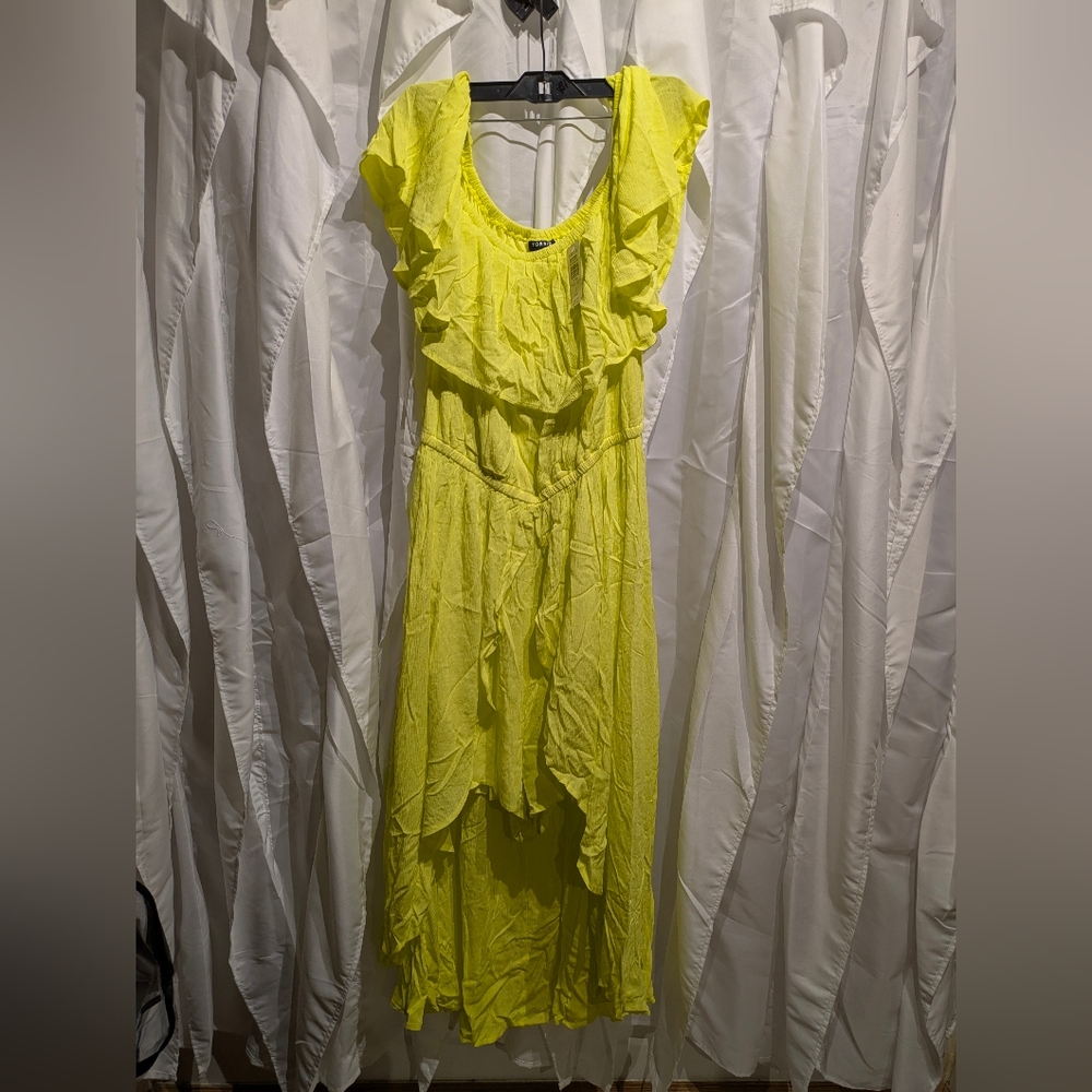 A9 Torrid Walk Through Off Shoulder Dress/Romper Lime Green Sz 1X NWT